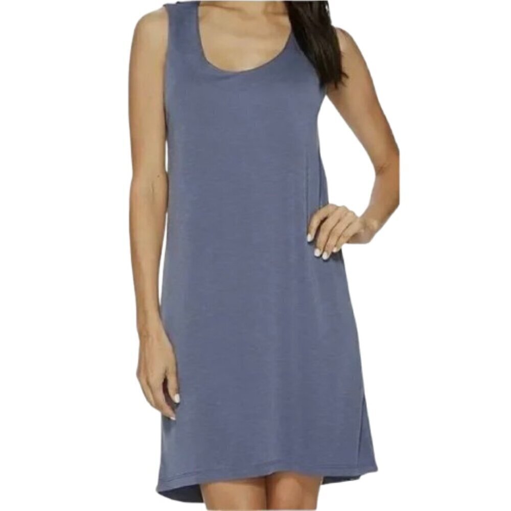 Womens's L Fig Blue Hal Sleeveless Scoop Neck Shirt Tank Dress